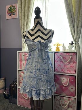 Ocean drive Blue Tie-Dye Ruffled Sundress S